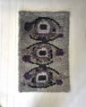 Grey Finnish rya rug with geometric abstract pattern and thick pile