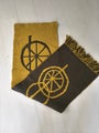 Vintage Finnish Wall Tapestry Onnimanni, Mustard Yellow and Brown