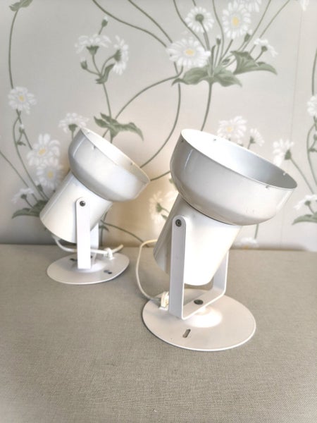 Vintage Wall Spotlight Pair, White Metal