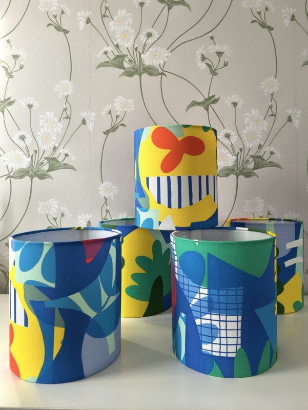 Blue lampshade with unique pattern variation