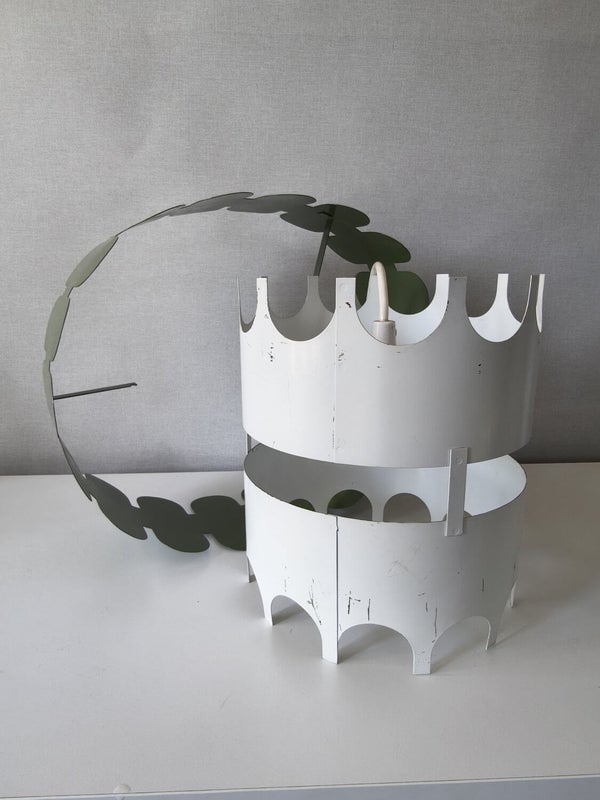 Vintage Pendant Light "Northern Lights", Green and White