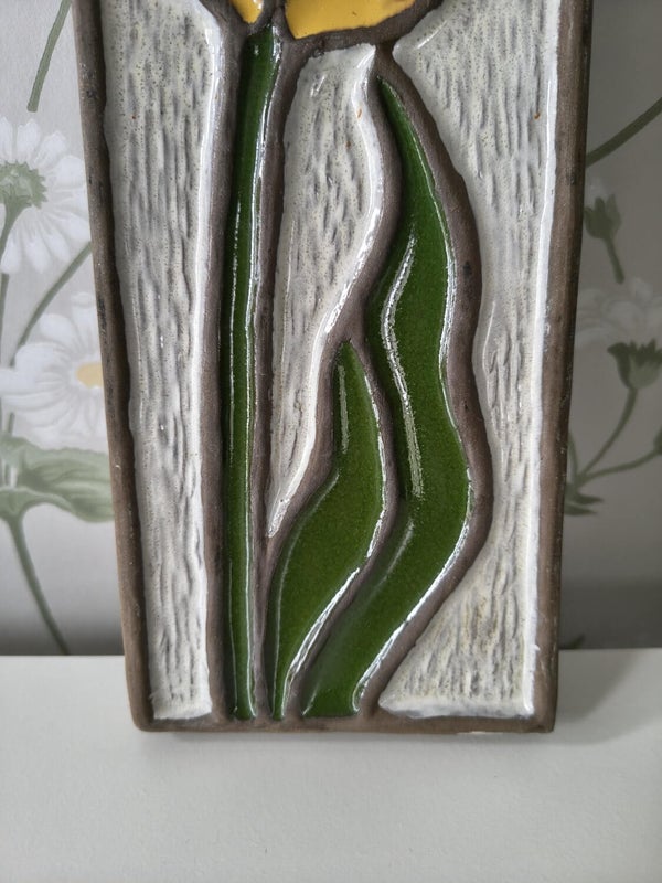 Vintage Ceramic Wall Tile with Flower, TEKT