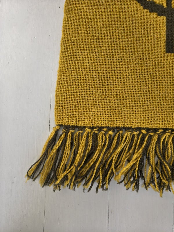 Vintage Finnish Wall Tapestry Onnimanni, Mustard Yellow and Brown